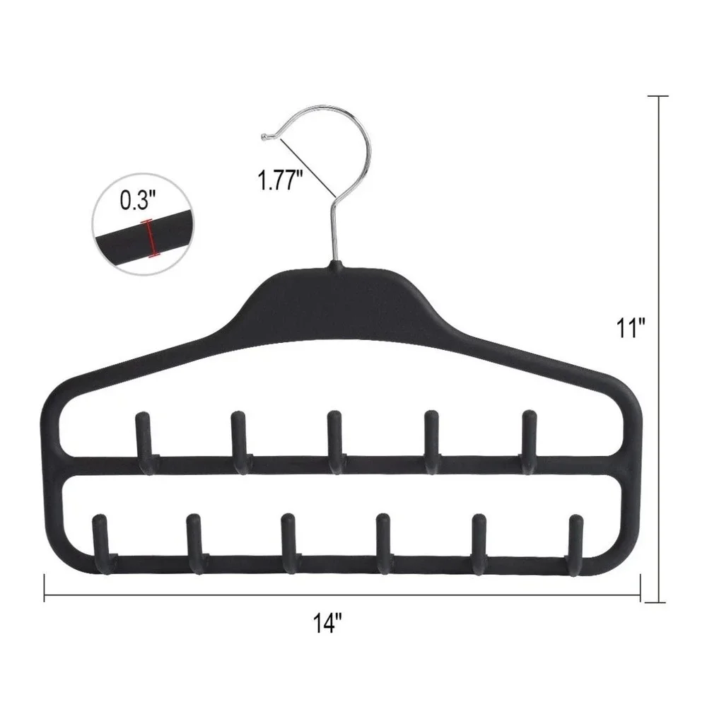 Black Multi-Hook Belt Tie‎ Scarf Accessory Closet Organizer Hanger 11 Hooks